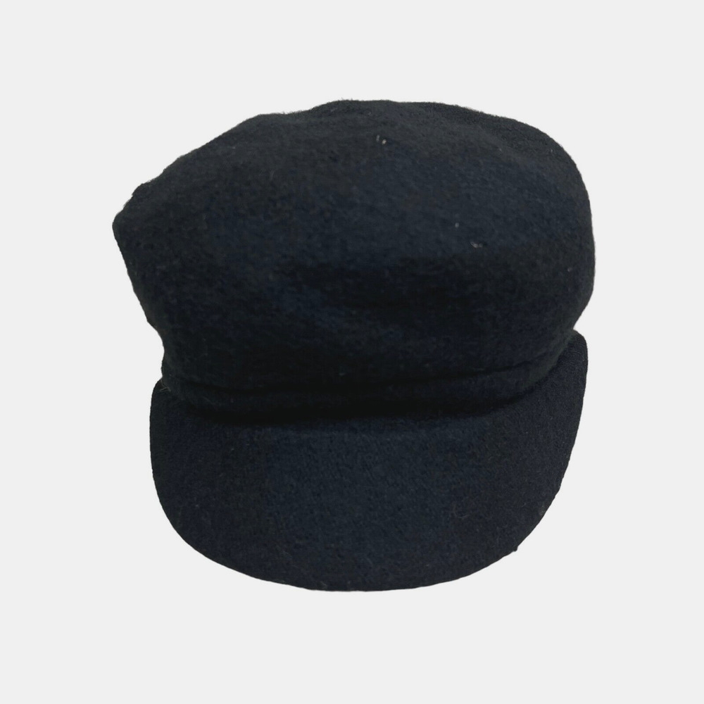 Black Wool Blend Bling‎ Cadet Hat Cap Women Elastic Trim Grommet Detailing OSFM
